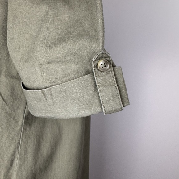 Karen Scott Dress Womens Sz M Green Cotton 1/4 Button Utility Shirt Short Sleeve - Picture 10 of 16